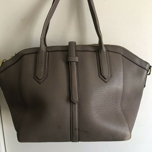 J Crew Large Light Brown Leather Trapeze Tote - Picture 2 of 8